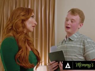 Mommys adolescent - grumpy stepson gets aroused while measuring pawg milf sophia lockes голям гърди