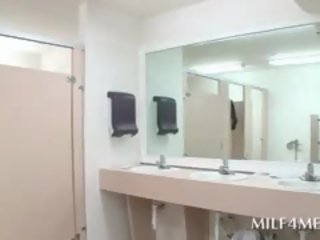Blonde MILF Fucked By Teen peter In A Public Bathroom