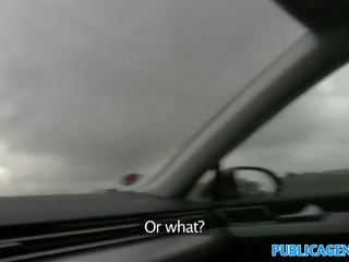 Publicagent نخبة امرأة سمراء جبهة مورو يحصل على مارس الجنس شاق إلى نقد في سيارة bonnet
