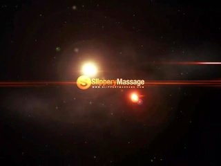 Slippery massage stunner sucking big cock and squizing tits